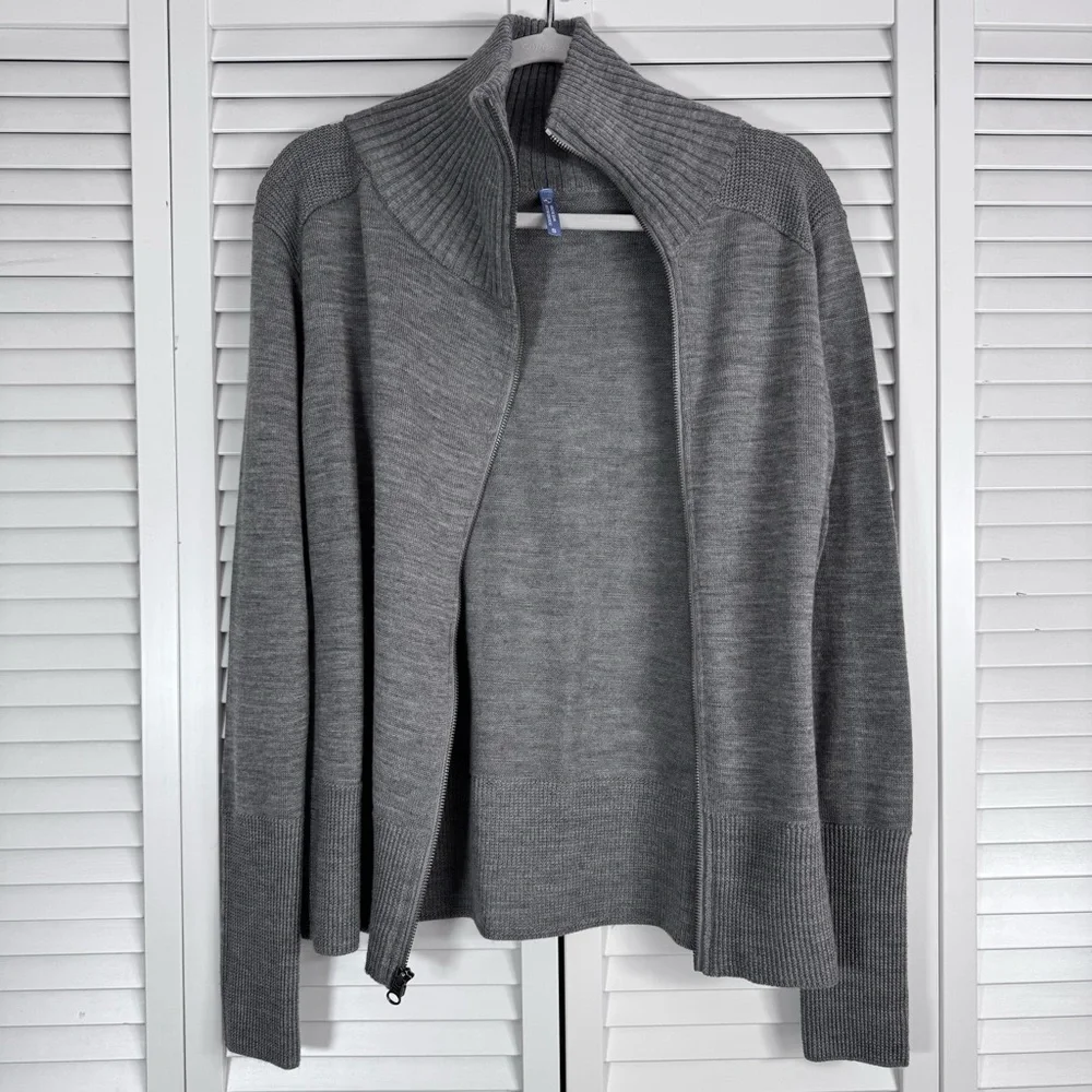 Kuhl Alpine Merino Wool Blend Asymmetric Zip Up Sweater Gray Size Small